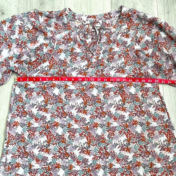 LOFT • Beautiful Womens Floral Keyhole Tie Top Blouse Long Sleeve - Picture 7 of 11